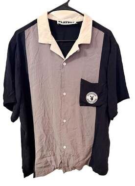 Playboy by PacSun Surf Club Bowling Shirt Size L Black Gray